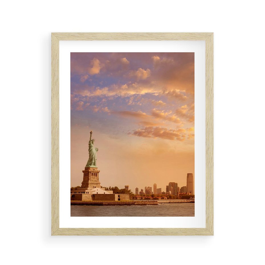 Plakat w ramie 40x50 - Statua wolności w Nowym Jorku - Nowy Jork, statua - rama drewno