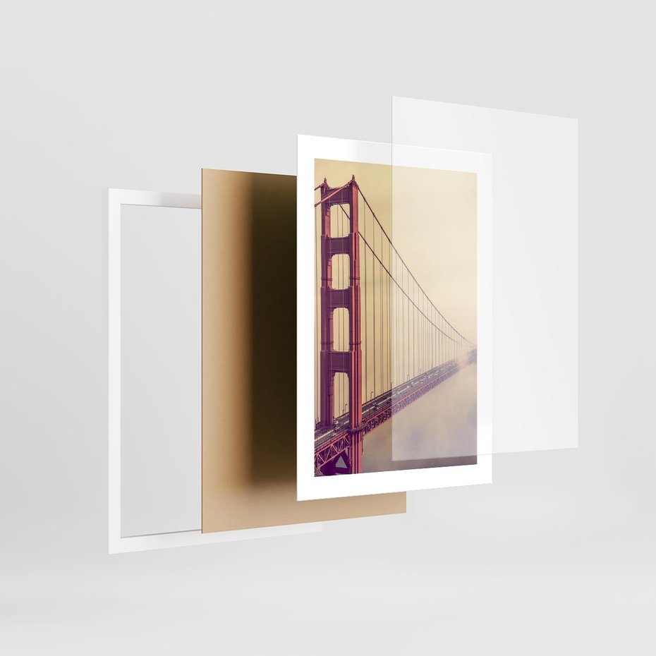 Plakat w ramie 30x40 - Most w mgle z perspektywą - most, perspektywa - rama biała