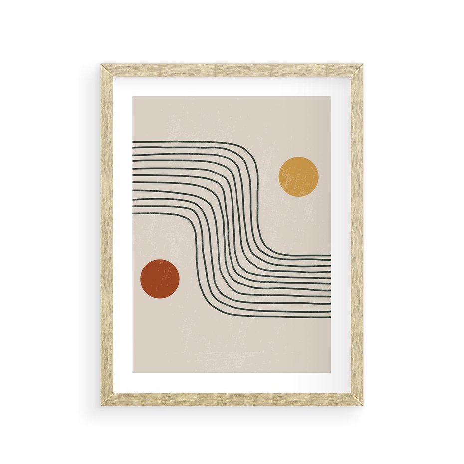 Plakat w ramie 30x40 - Czysta Refleksja - abstrakcyjna sztuka, boho kształty - rama drewno