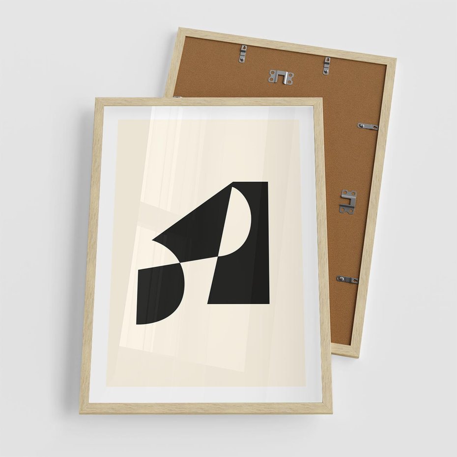 Plakat w ramie 50x70 - Rozświetlony Cień - abstrakcyjna sztuka, geometria - rama drewno