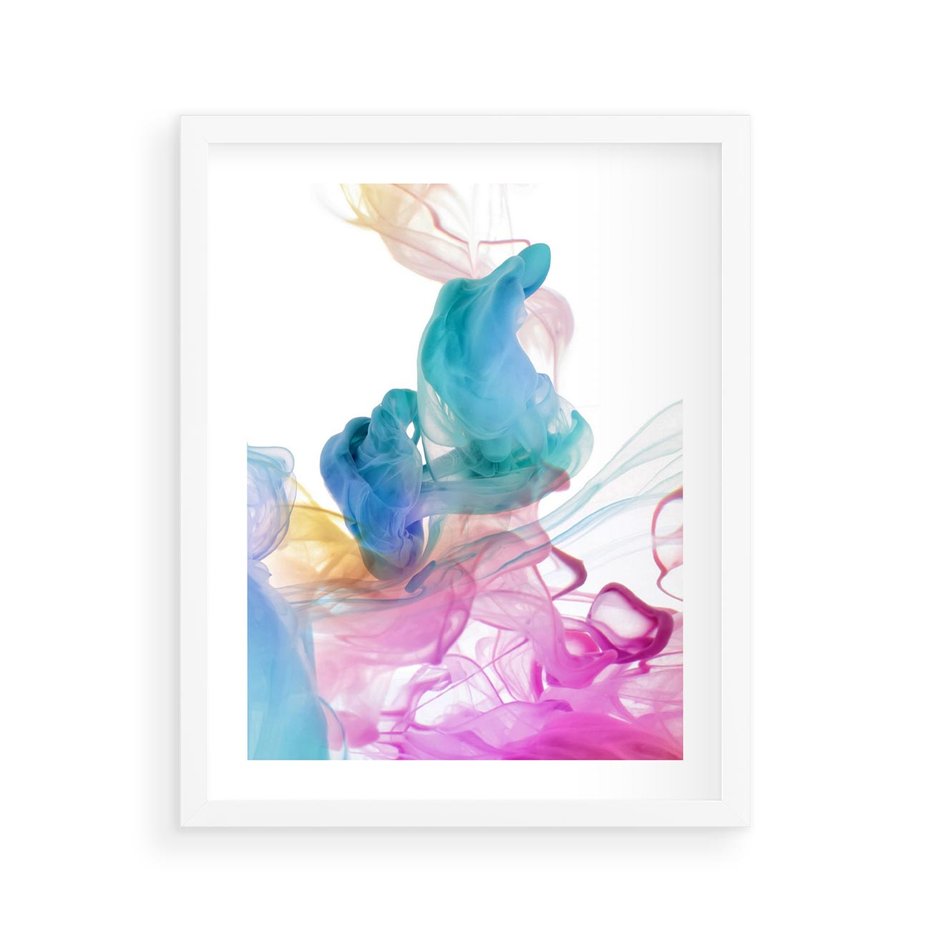 Plakat w ramie 40x50 - Abstrakcyjne Pastelowe Piękno - abstrakcja, pastelowe - rama biała
