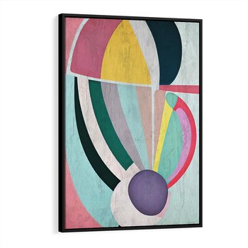 Obraz w ramie 70x100 - Podróżne Echa Przestrzeni - abstrakcyjne dziwne kształty, olejny obraz - rama czarna