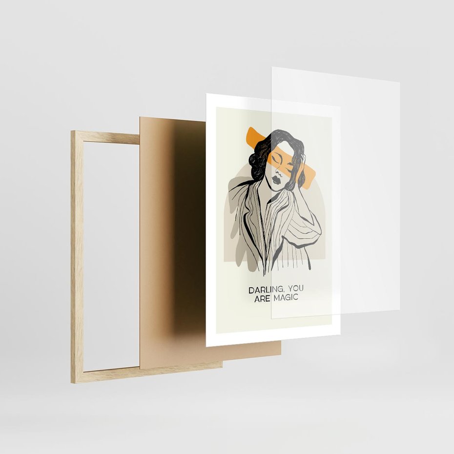 Plakat w ramie 50x70 - Sztuka Kobiecej Osobowości - nowoczesna grafika, kobieta - rama drewno