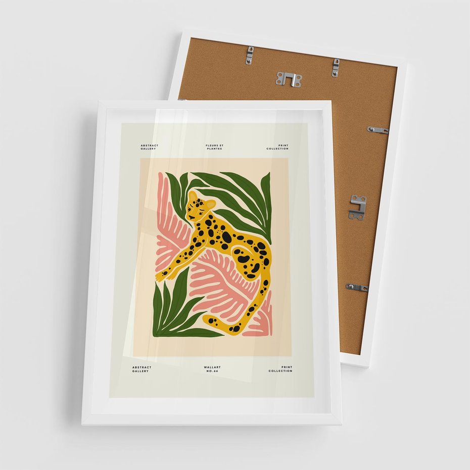 Plakat w ramie 50x70 - Rozkwitające Odbicia - nowoczesny plakat, gepard - rama biała