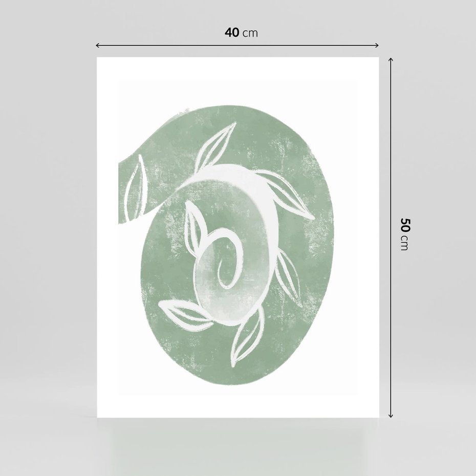 Plakat bez ramy 40x50 - Zielony Świat Odpoczynku - abstrakcyjny zielony motyw, skandynawski design