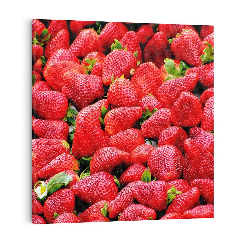 Obraz na płótnie 70x70 - Truskawki Czerwone Kropki Uczuć - truskawki, owoce
