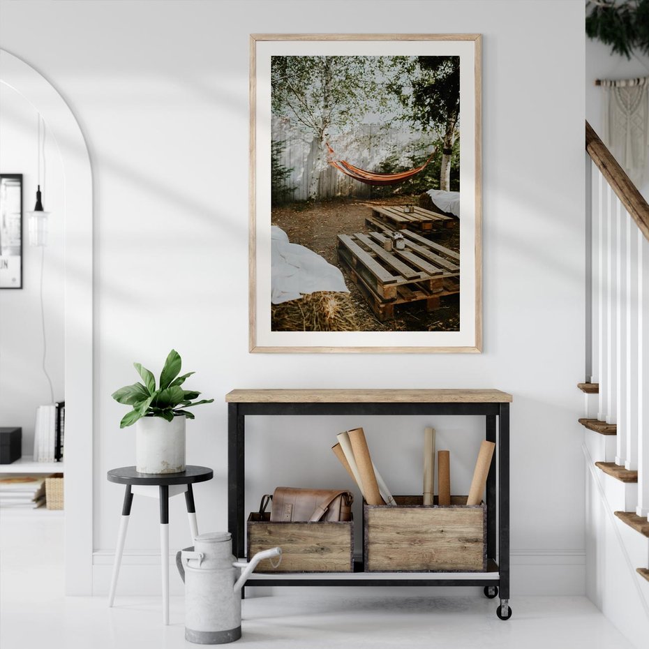 Plakat w ramie 30x40 - Harmonia i Spokój - boho, relaks - rama drewno