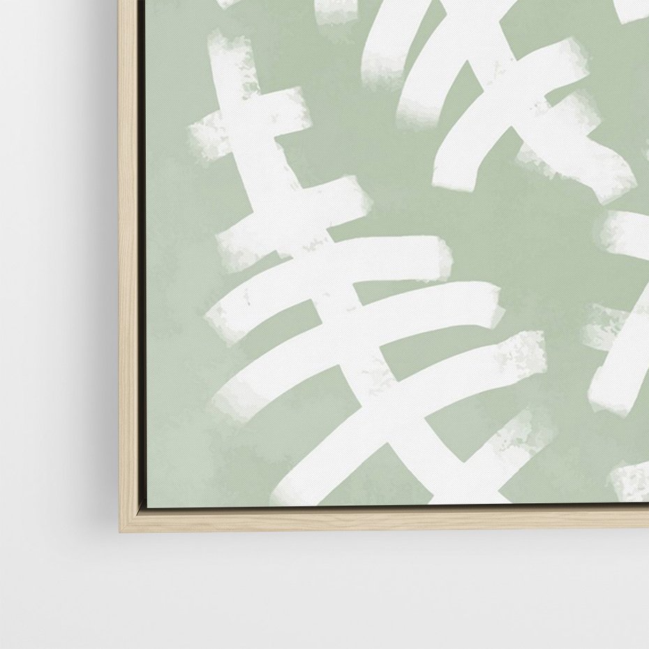 Obraz w ramie 50x70 - Oaza Zieleni - zielona abstrakcja, zgaszona zieleń - rama drewno