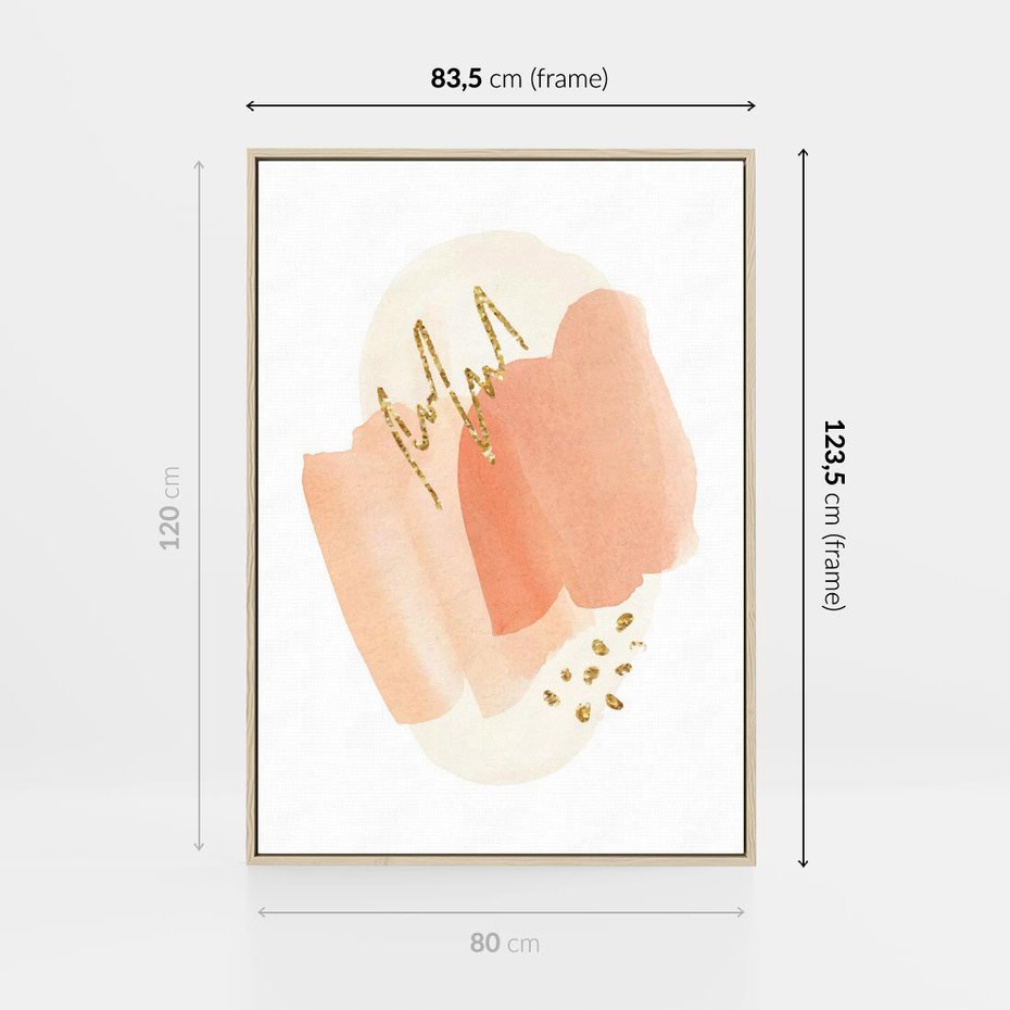 Obraz w ramie 80x120 - Rozbijające Plamy - abstrakcyjne akwarelowe plamy, minimalizm - rama drewno