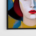 Obraz w ramie 50x50 - Kształtujące Widzenia - abstrakcyjny obraz olejny, portret twarzy kobiety - rama czarna