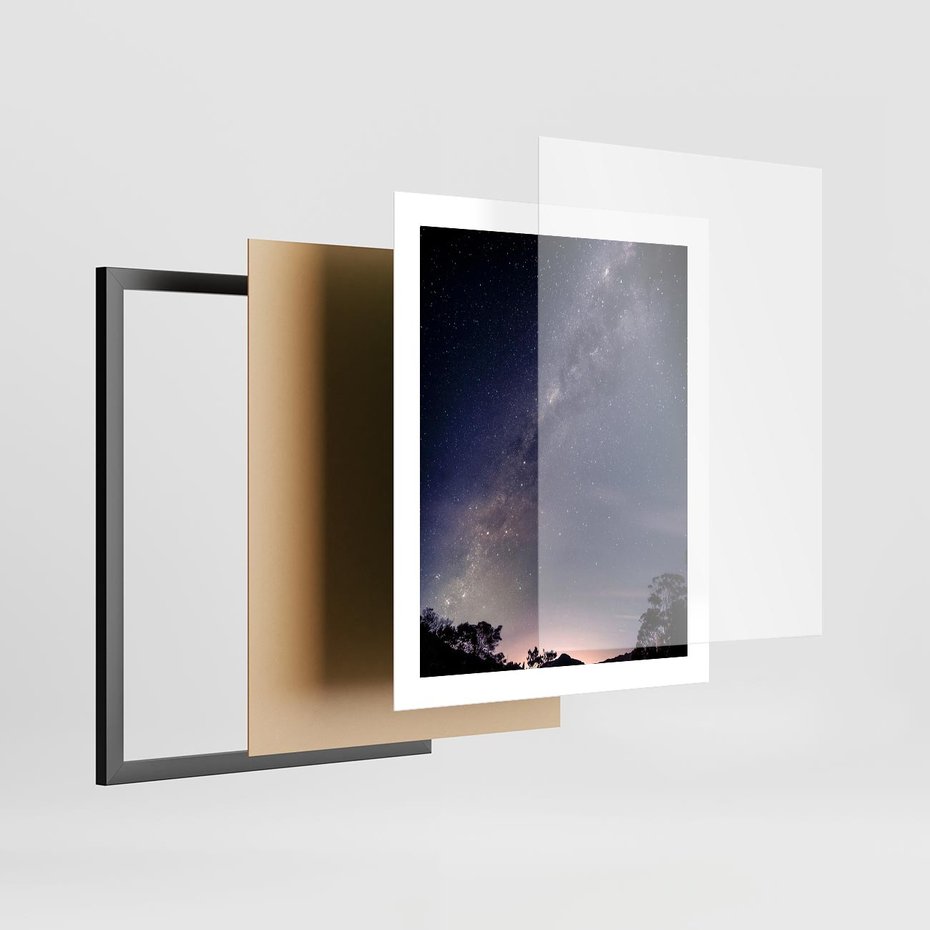 Plakat w ramie 40x50 - Gwiaździste Ujęcie - gwiaździste niebo, noc - rama czarna