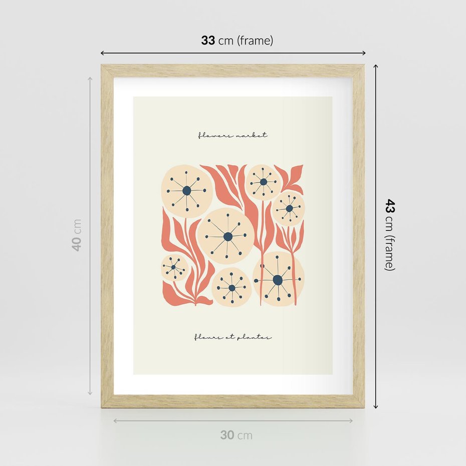 Plakat w ramie 30x40 - Dmuchawce w Abstrakcji - dmuchawce, abstrakcja - rama drewno