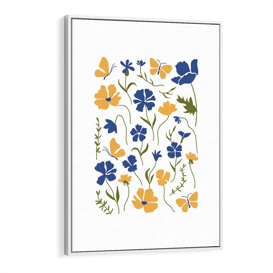 Obraz w ramie 70x100 - Odgłosy Wizji - kwiaty, sztuka nowoczesna - rama biała