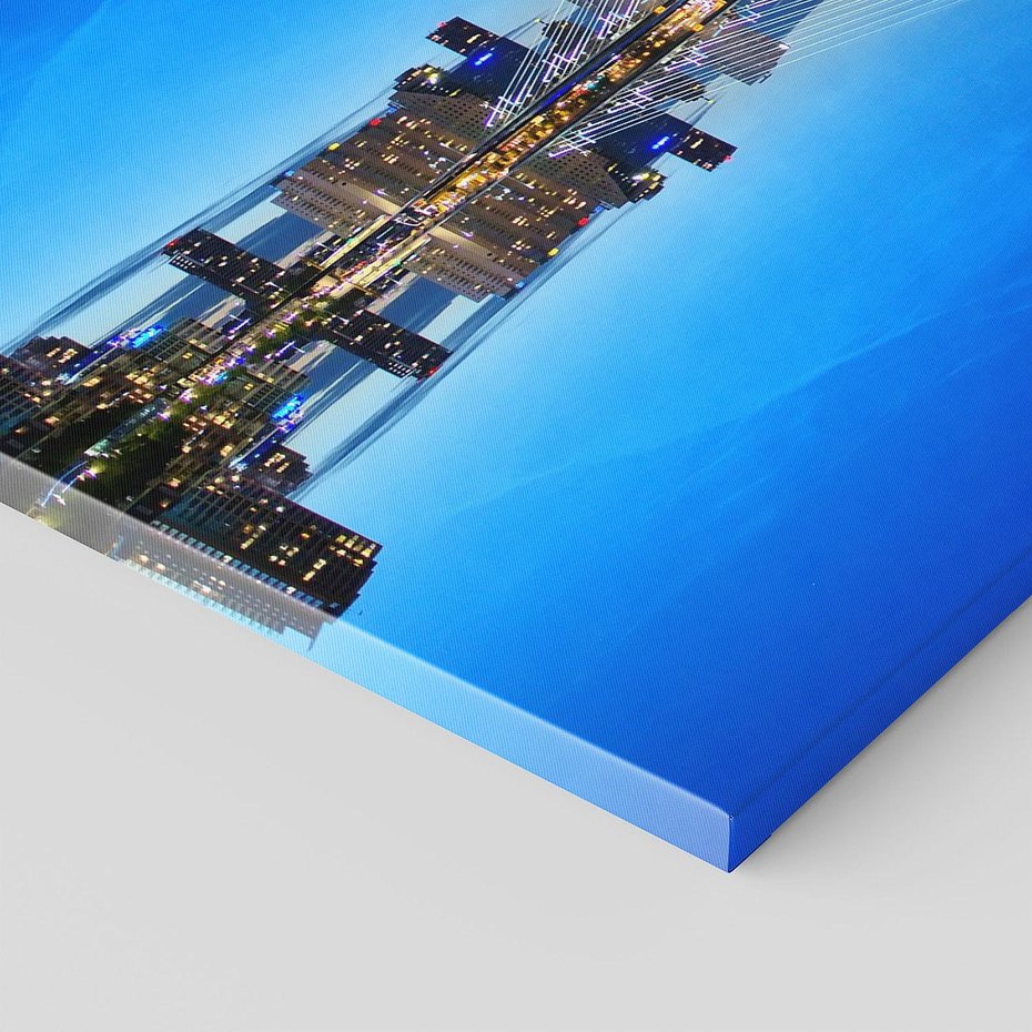 Obraz na płótnie 120x60 - Miasto nocą nad wodą - miasto, noc