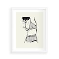 Plakat w ramie 40x50 - Minimalistyczny Urok - szkic, kobieta w bieliźnie - rama biała