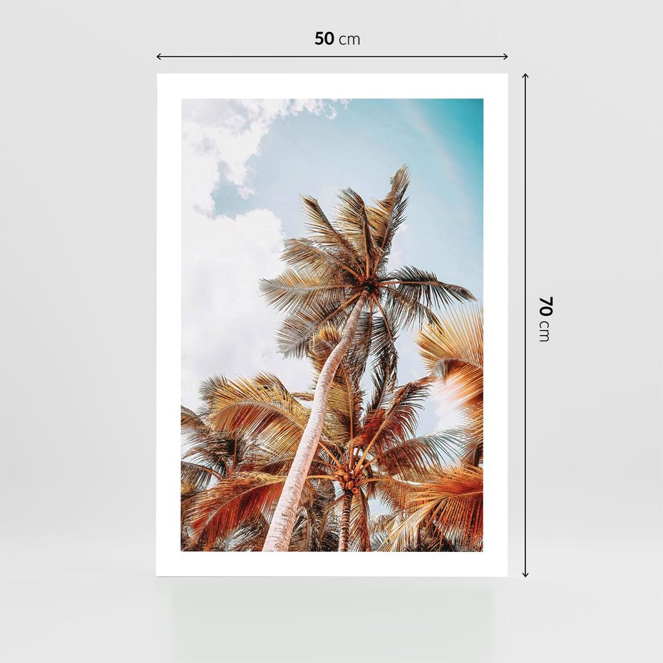 Plakat bez ramy 50x70 - Plażowa Idylla z Palmami - palmy, rajska plaża
