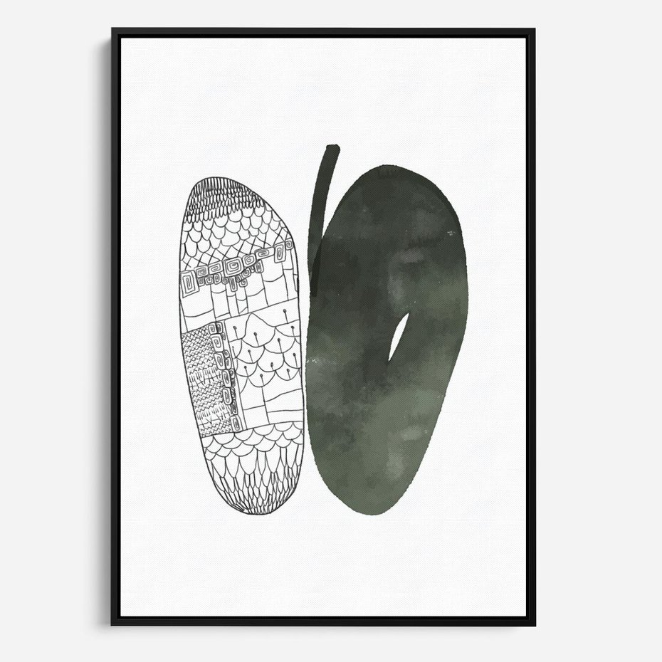 Obraz w ramie 50x70 - Przesunięte Jabłko - minimalistyczny plakat, jabłko - rama czarna