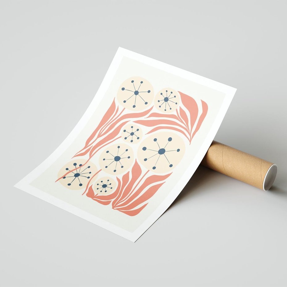 Plakat bez ramy 21x30 - Impresje Harmonii - abstrakcyjne kwiaty, rośliny