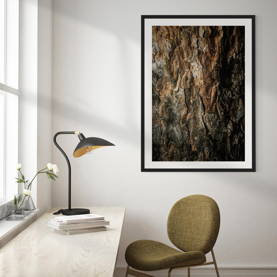 Plakat bez ramy 21x30 - Tekstura Drewna: Zbliżenie - zbliżenie na pień drzewa, tekstura