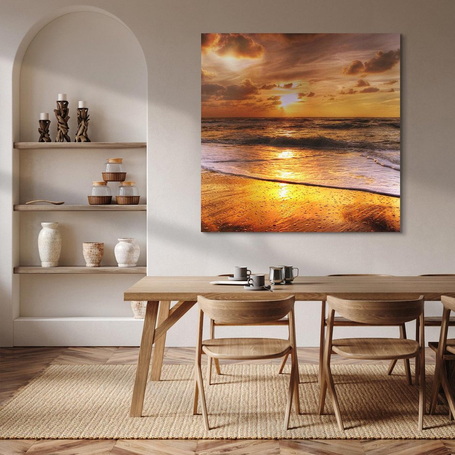 Obraz na płótnie 40x40 - Tropikalna wyspa nad oceanem - zachód, słońca