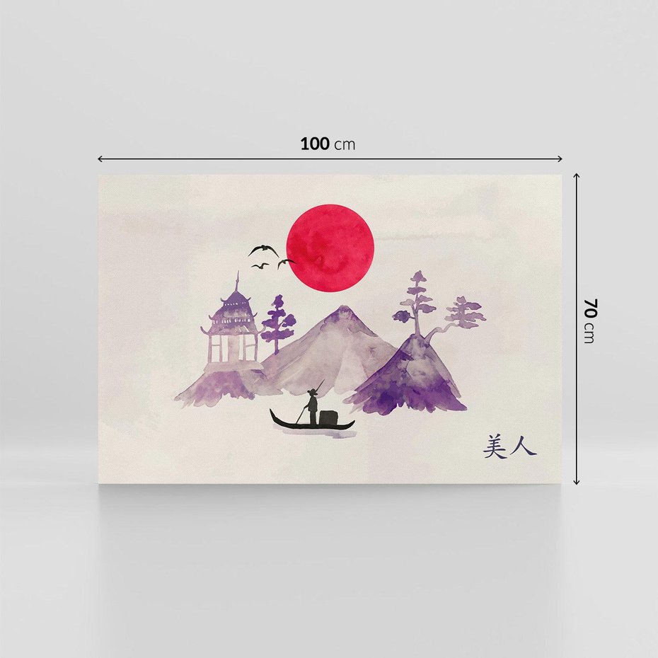 Obraz na płótnie 100x70 - Odbicie Słońca - japońska sztuka, akwarela