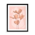 Plakat w ramie 50x70 - Przenikające Kształty - minimalistyczny plakat, pudrowe kwiaty - rama czarna