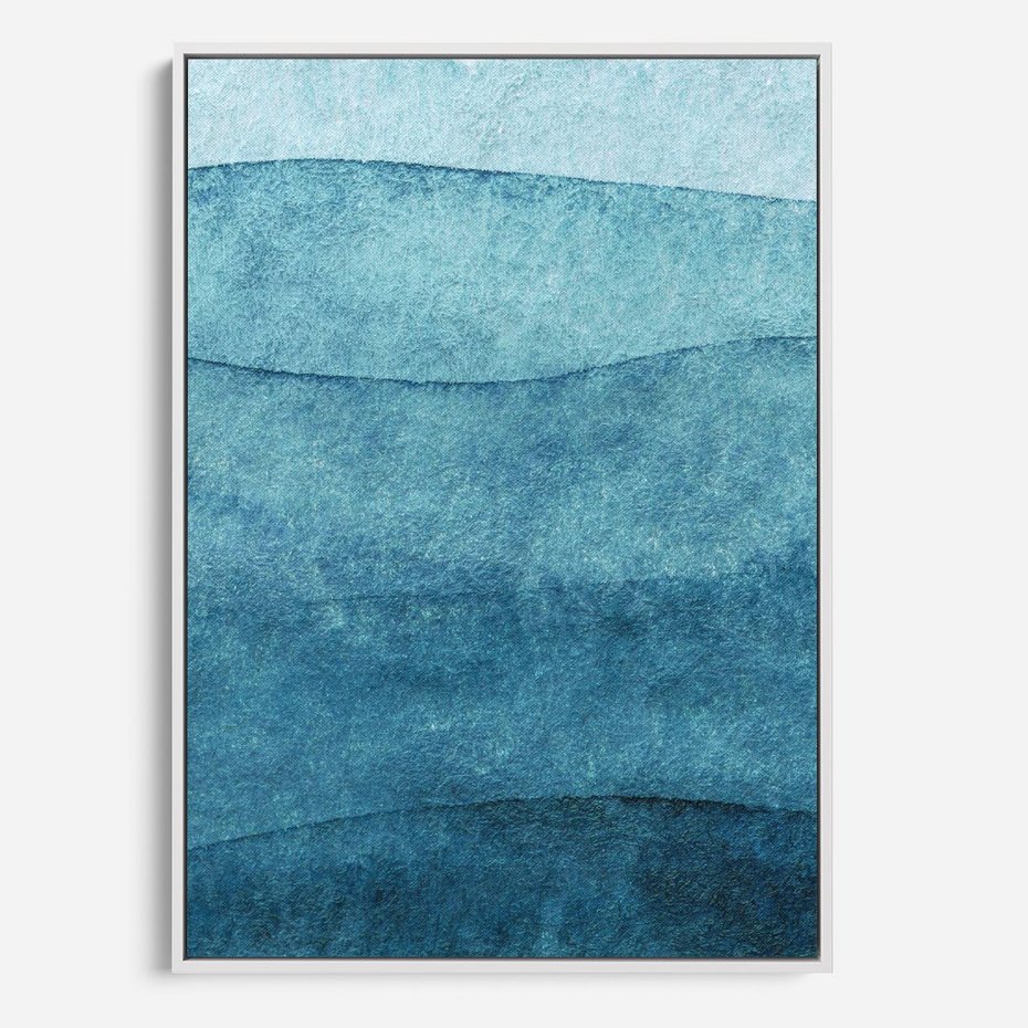 Obraz w ramie 70x100 - Kolorowe fale akwareli - akwarela, fale - rama biała