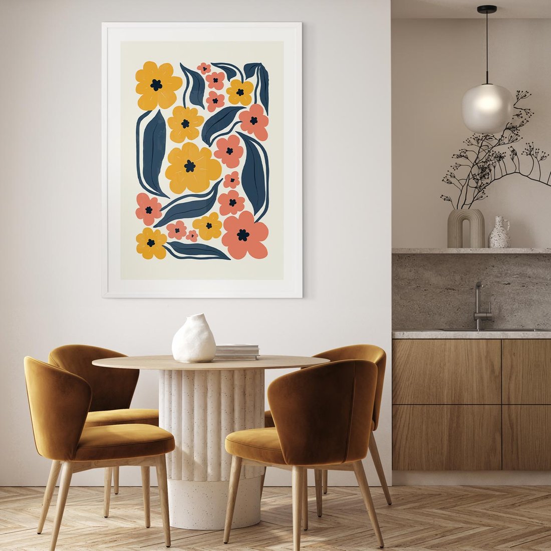 Plakat bez ramy 40x50 - Pastelowe Impresje - pastelowe kwiaty, abstrakcyjna kompozycja