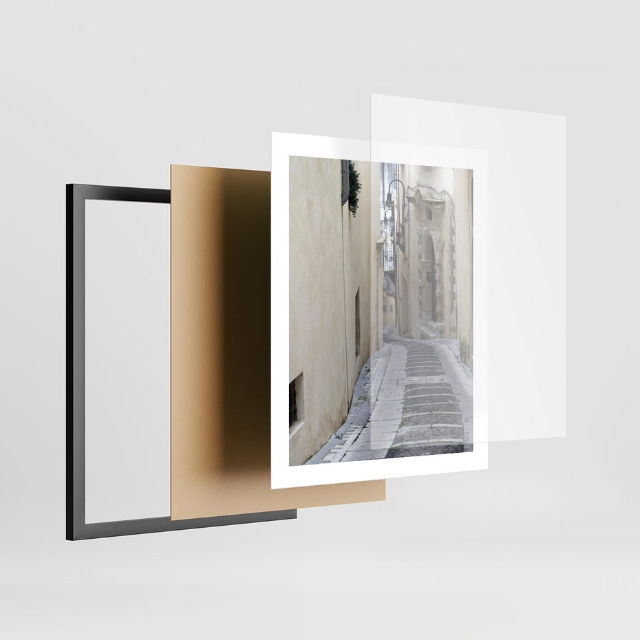 Plakat w ramie 40x50 - Uroki Włoskiej Uliczki - włoska, uliczka - rama czarna