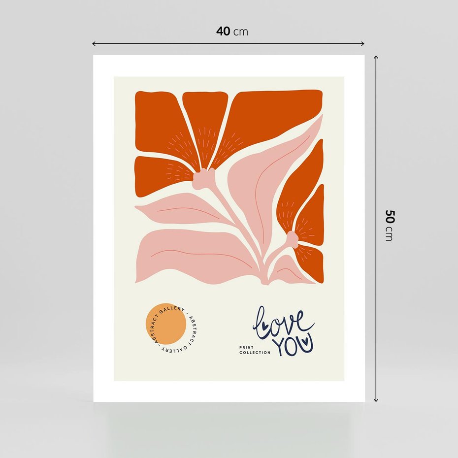 Plakat bez ramy 40x50 - Miłość w Kwiatowym Sercu - kwiaty, miłość