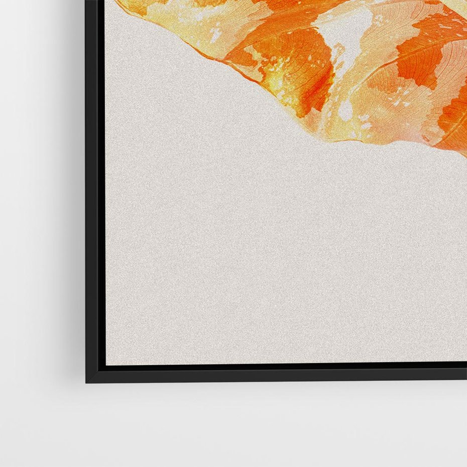 Obraz w ramie 50x50 - Energetyczne Indygo - retro, tropikalne liście - rama czarna