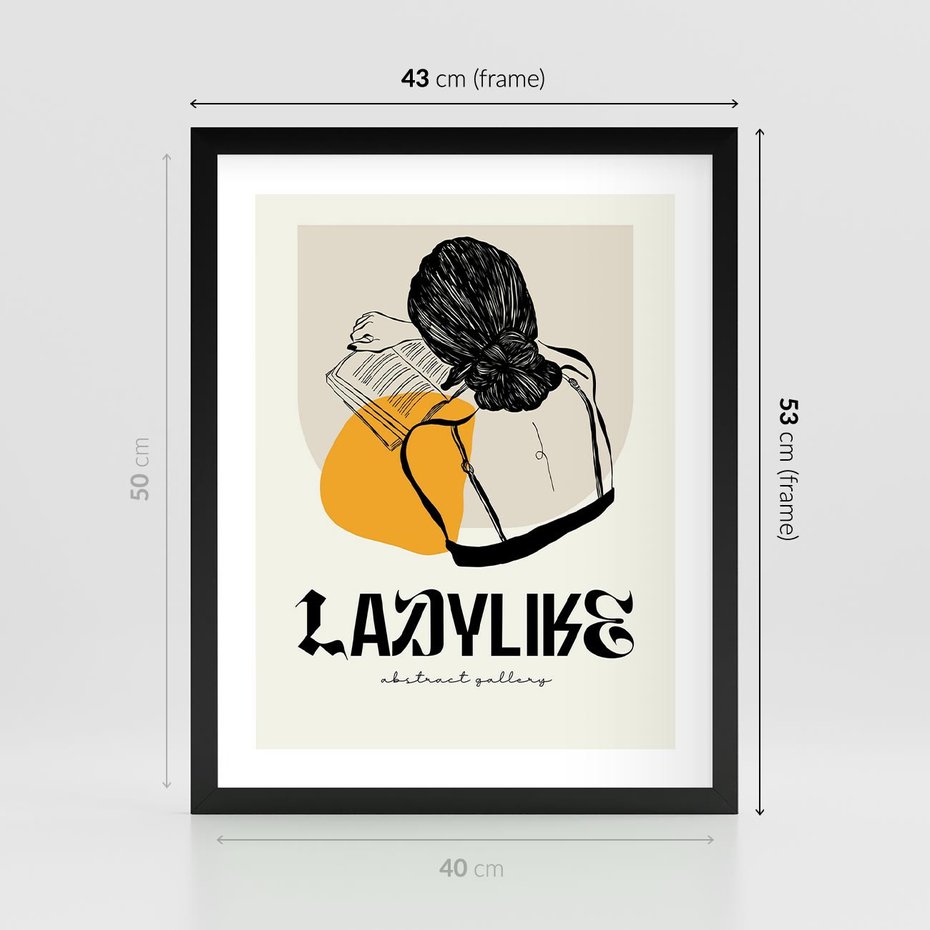 Plakat w ramie 40x50 - Kobiecość w Literach - grafika, nowoczesność - rama czarna