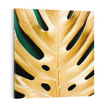 Obraz na płótnie 70x70 - Piękno i Styl - złote, liście