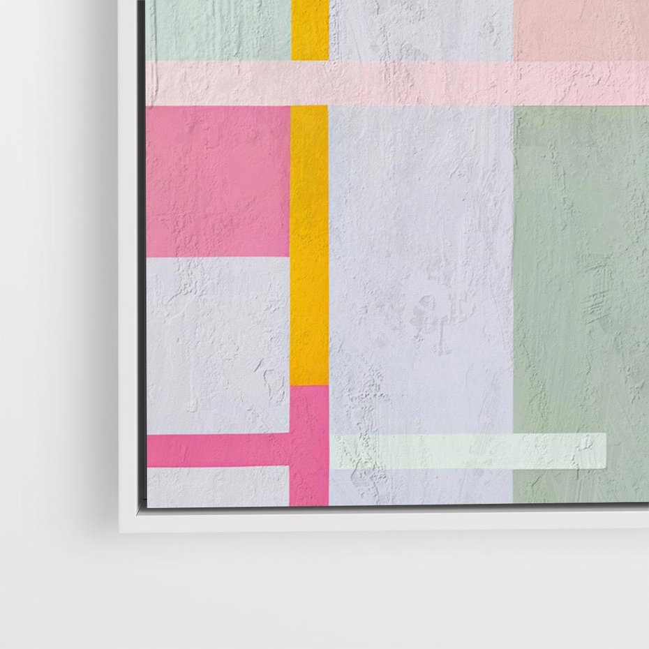 Obraz w ramie 80x80 - Rozbijające Granice Wyobraźni - abstrakcyjne geometryczne kształty, olejny obraz - rama biała