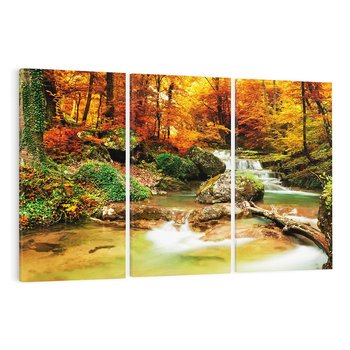 Obraz na płótnie 120x80 - Idylliczny las z bujnym strumykiem - las, drzewa