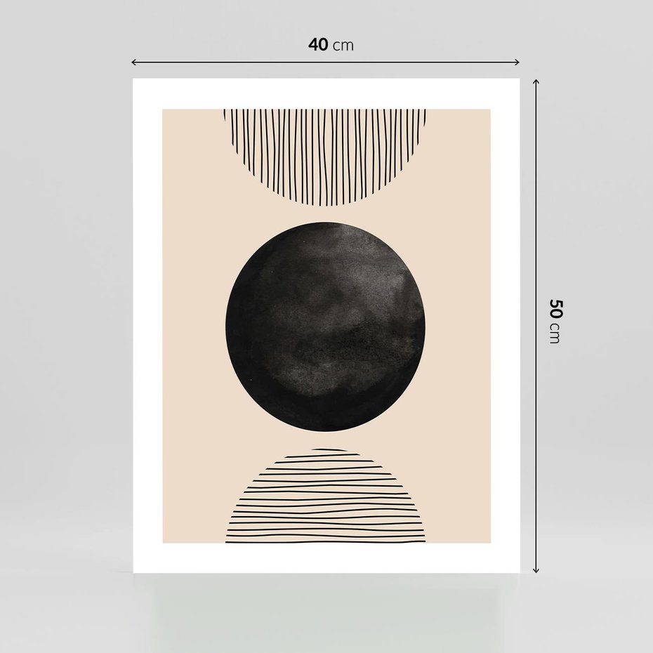 Plakat bez ramy 40x50 - Minimalizm w Kształtach - geometryczny graficzny obraz, czarne koło