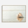 Obraz w ramie 120x80 - Spokój Plaży - fotografia, biała muszla na plaży - rama drewno