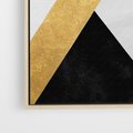 Obraz w ramie 70x100 - Pudrowe Abstrakcyjne Lustra - złote abstrakcyjne linie, szarość - rama drewno
