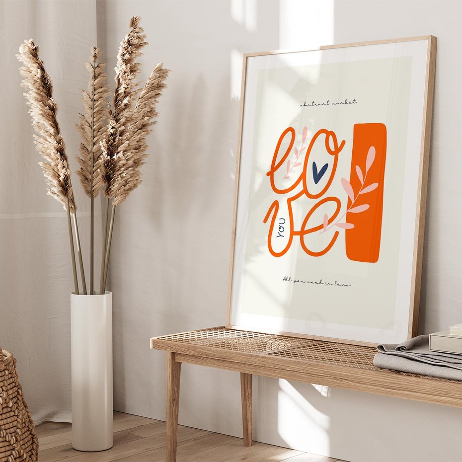 Plakat w ramie 50x70 - Pastelowa Siła Miłości - miłość, love - rama drewno