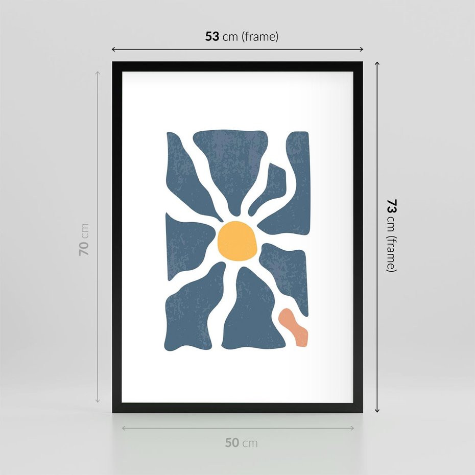 Plakat w ramie 50x70 - Kwiatowy Rezonans - nowoczesna kwiatowa grafika, styl retro - rama czarna