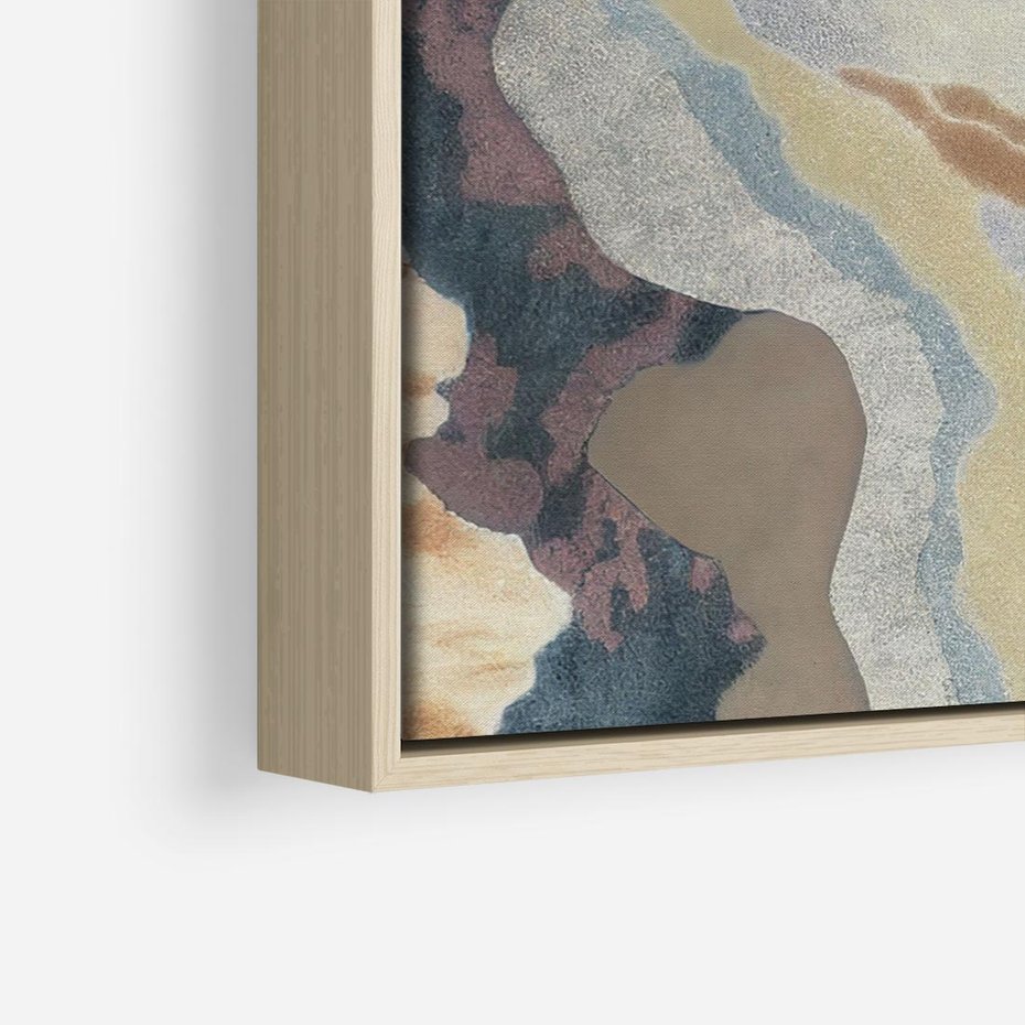 Obraz w ramie 80x80 - Melancholijne oddechy pędzla - abstrakcyjne formy, zgaszone kolory - rama drewno