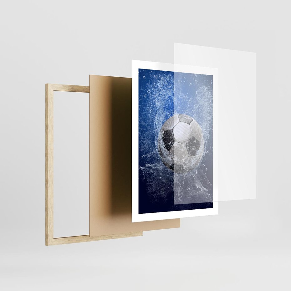 Plakat w ramie 50x70 - Młodzieżowy Zapał - piłka, młodzieżowy - rama drewno