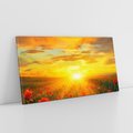Obraz na płótnie 140x70 - Magia zachodu słońca na łące z makami - łąka, zachód słońca