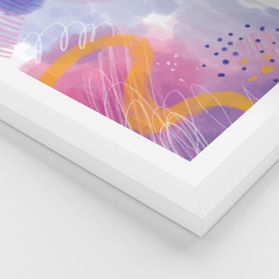 Plakat w ramie 40x50 - Migotliwe Wnętrza Kształtów - abstrakcyjny plakat, pastelowe kolory - rama biała