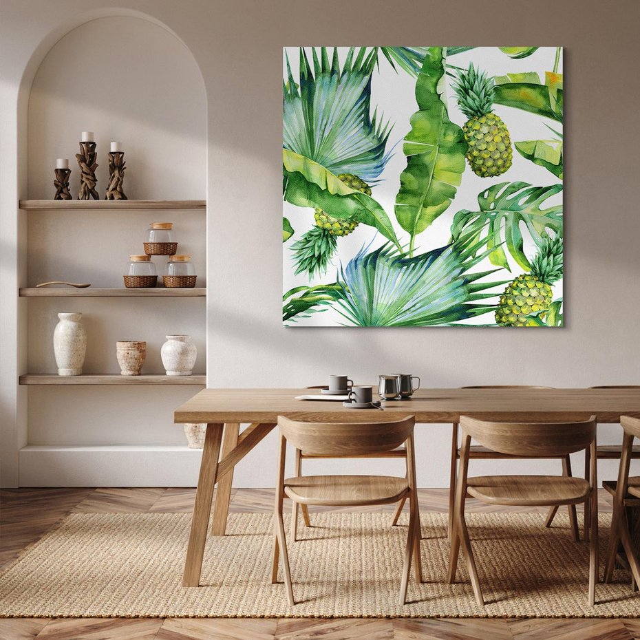 Obraz na płótnie 60x60 - Oaza Natury - liście, tropikalne