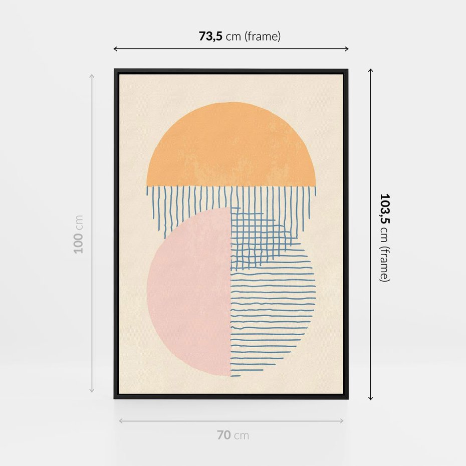 Obraz w ramie 70x100 - Migotliwe Wzory - geometryczne kształty, koła - rama czarna