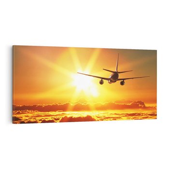 Obraz na płótnie 120x60 - Wolność podróży - samolot, słońce