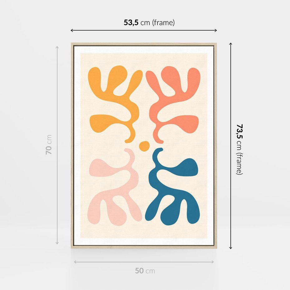 Obraz w ramie 50x70 - Migotliwe Akwarelowe Kontury - absrakcyjne dziwne formy, nowoczesny plakat - rama drewno