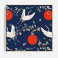Obraz w ramie 50x50 - Japońskie Żurawie Indygo - sztuka japońska, japonia - rama drewno