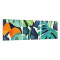 Obraz na płótnie 90x30 - Tropikalne Pragnienia - akwarela, liście tropikalne